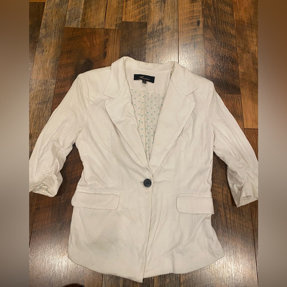 Monteau juniors white 3/4 sleeve Blazer size large
